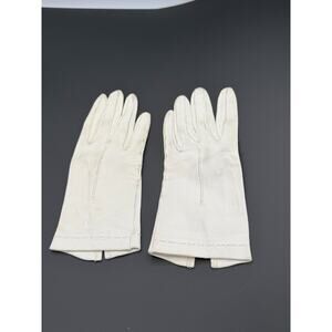 Vintage Italian White Leather Gloves Women’s Size 6.5 Made in Italy
